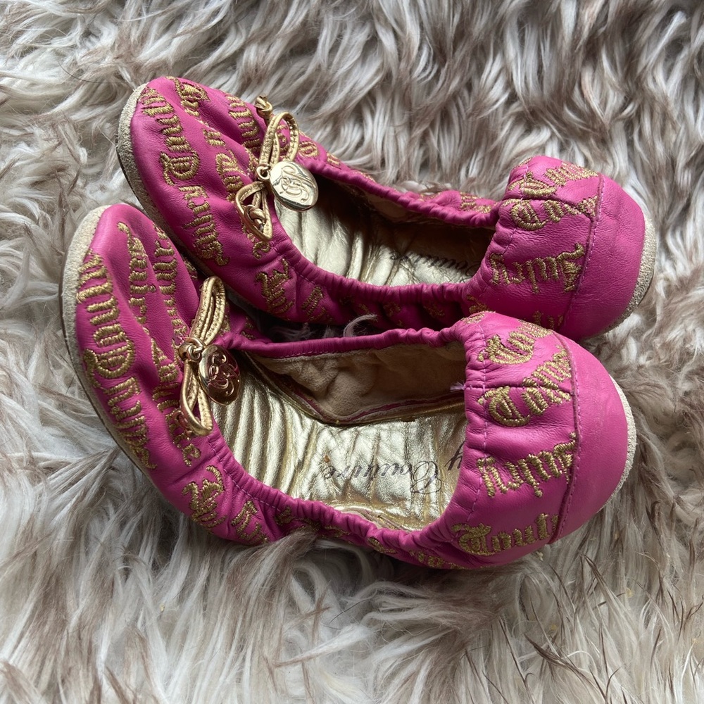 Vintage Pink & Gold Juicy Couture Ballet Flats